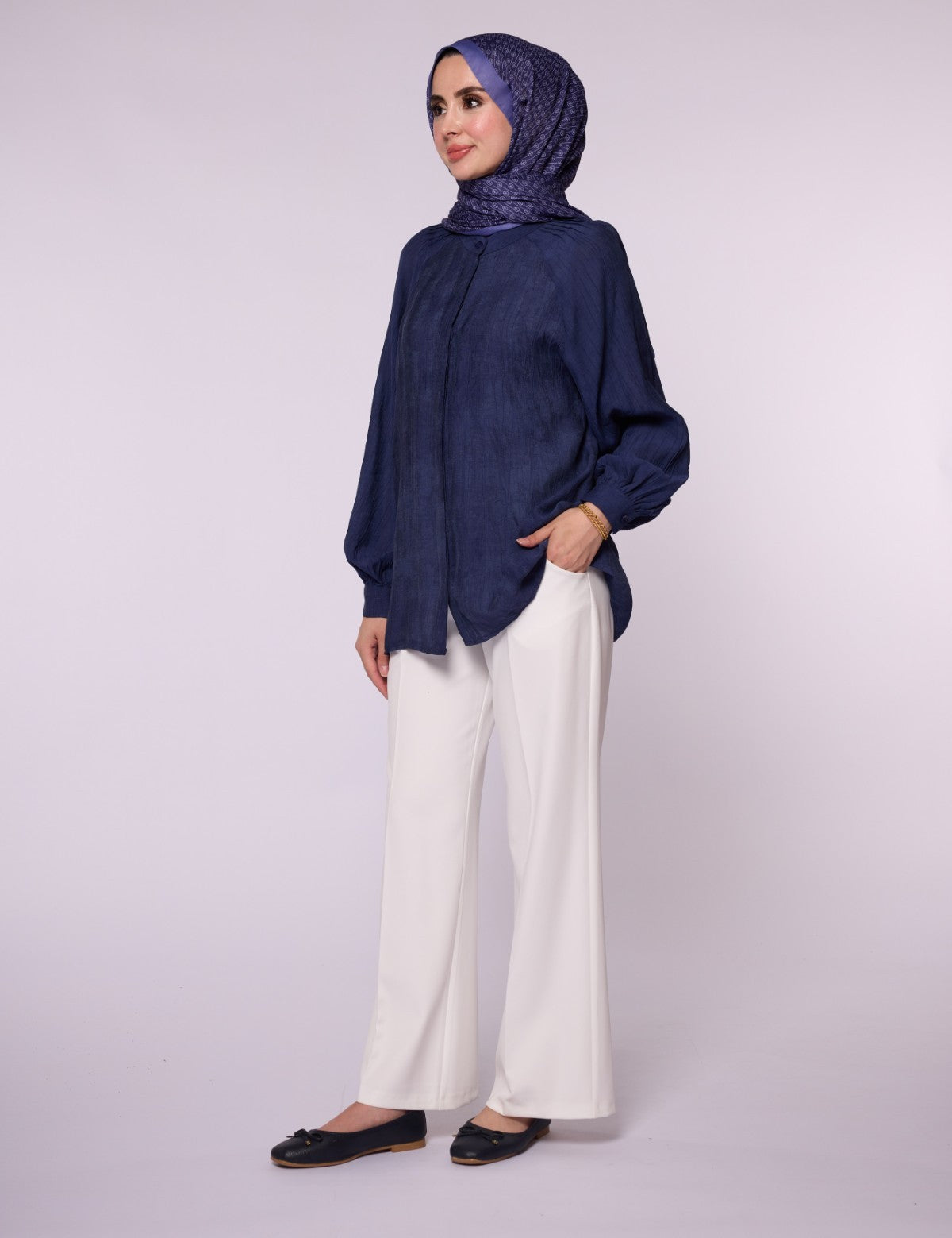 Reglan Kol Gizli Pat Tunik Gömlek
