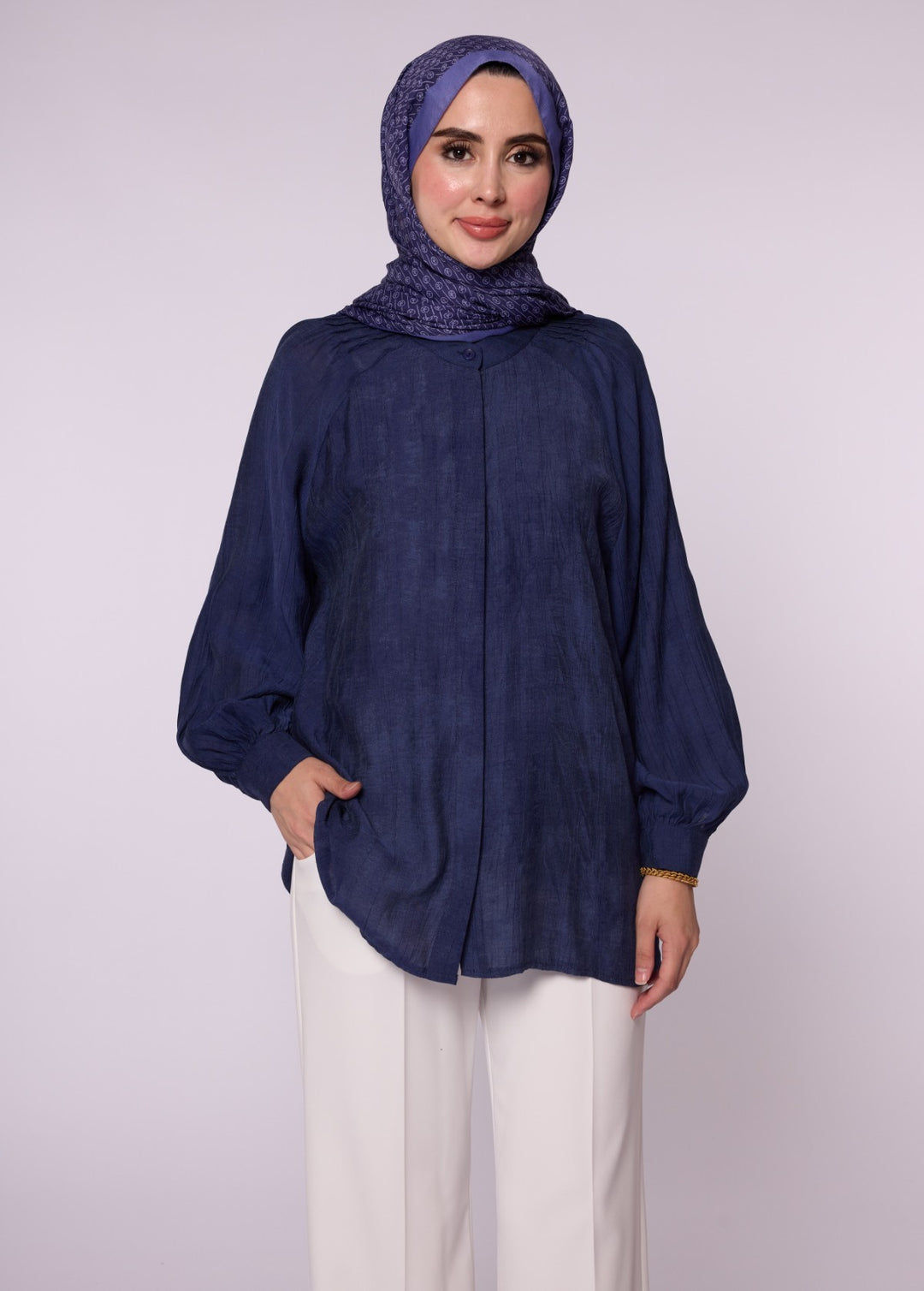 Reglan Kol Gizli Pat Tunik Gömlek