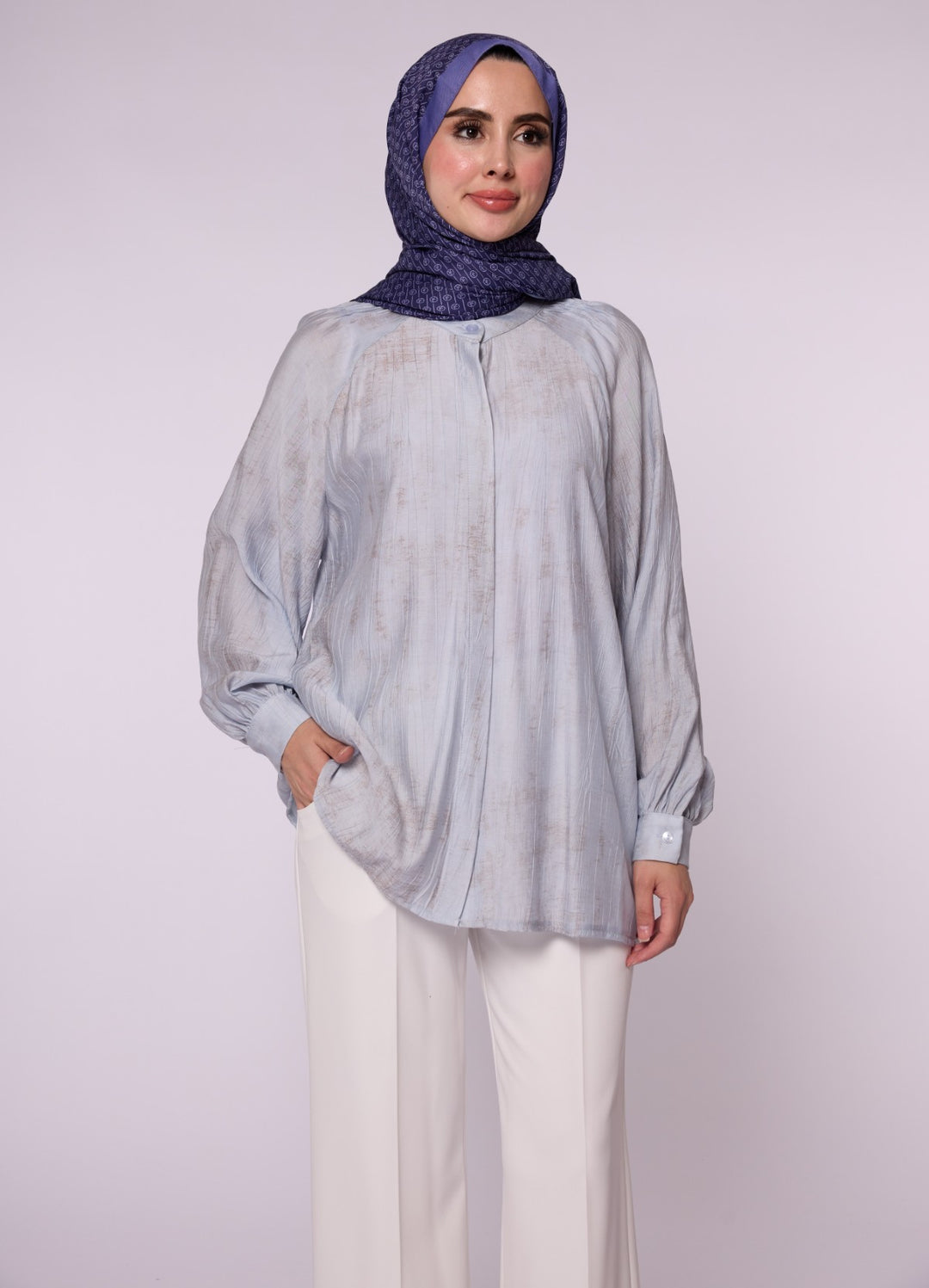 Reglan Kol Gizli Pat Tunik Gömlek