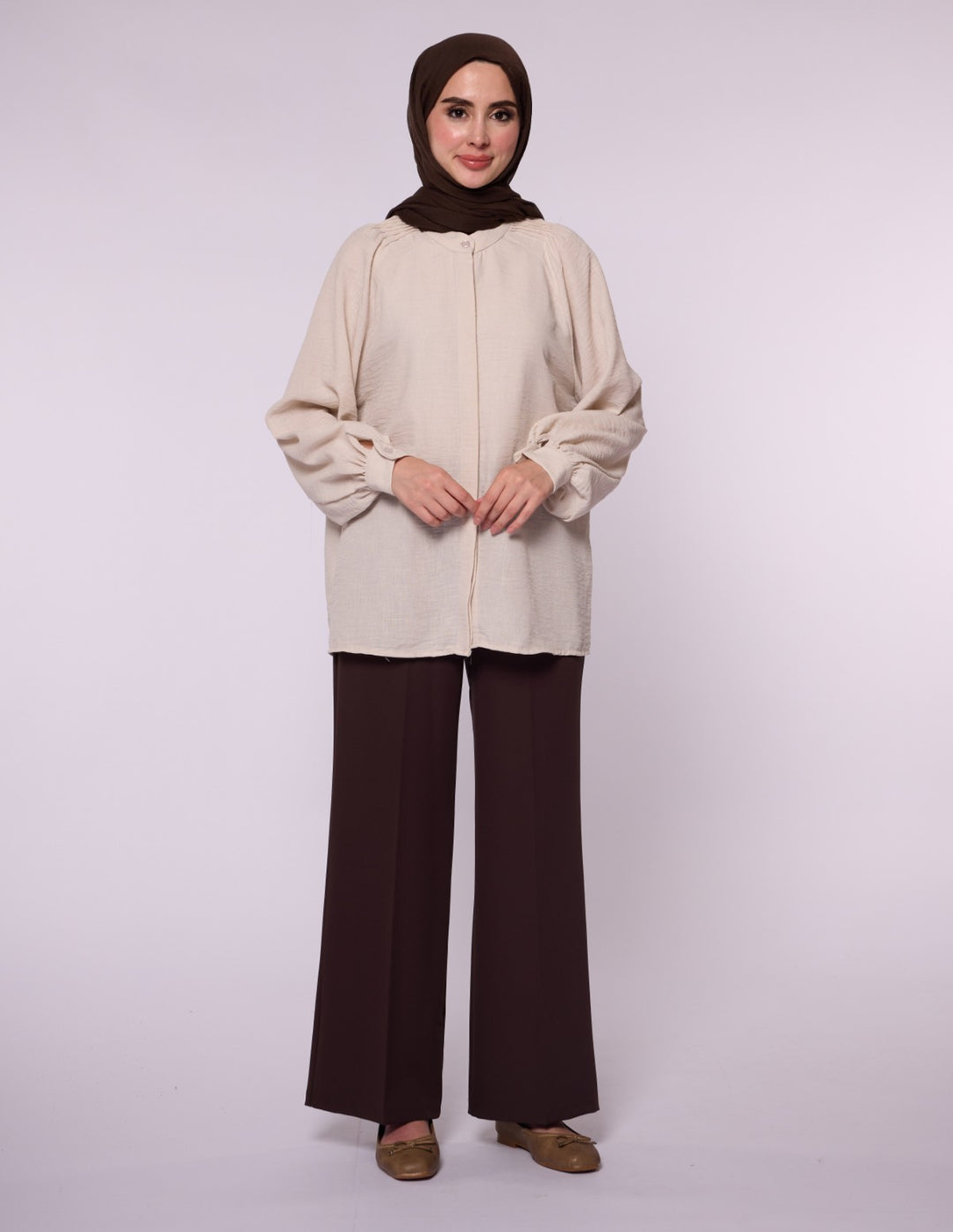 Reglan Kol Gizli Pat Tunik Gömlek
