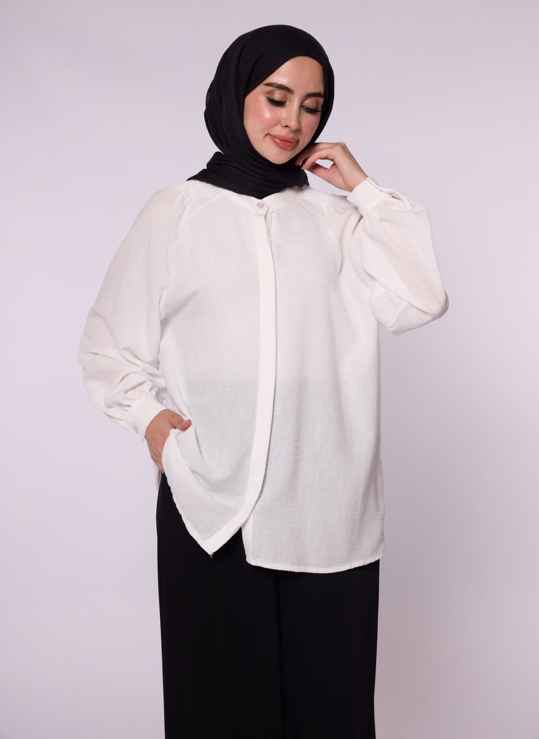 Reglan Kol Gizli Pat Tunik Gömlek