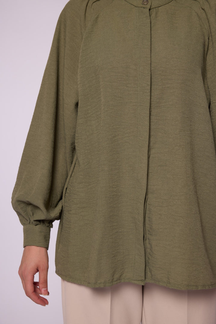 Reglan Kol Gizli Pat Tunik Gömlek