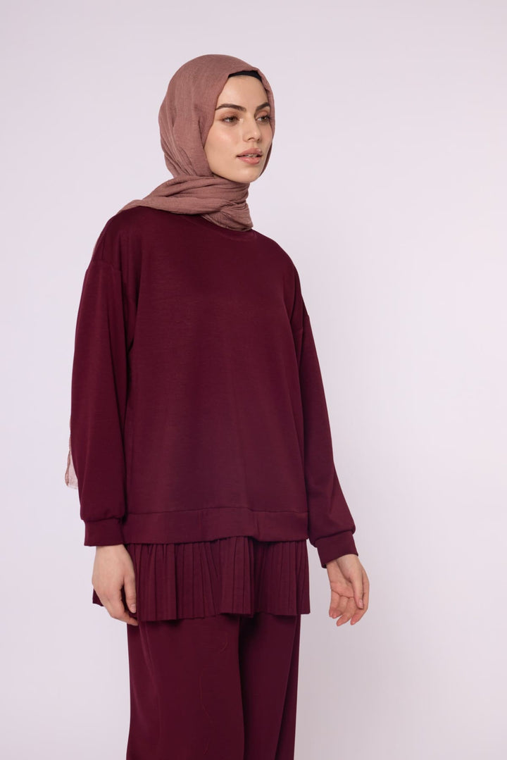 Pilise Detaylı Oversize Düşük Kol Takım
