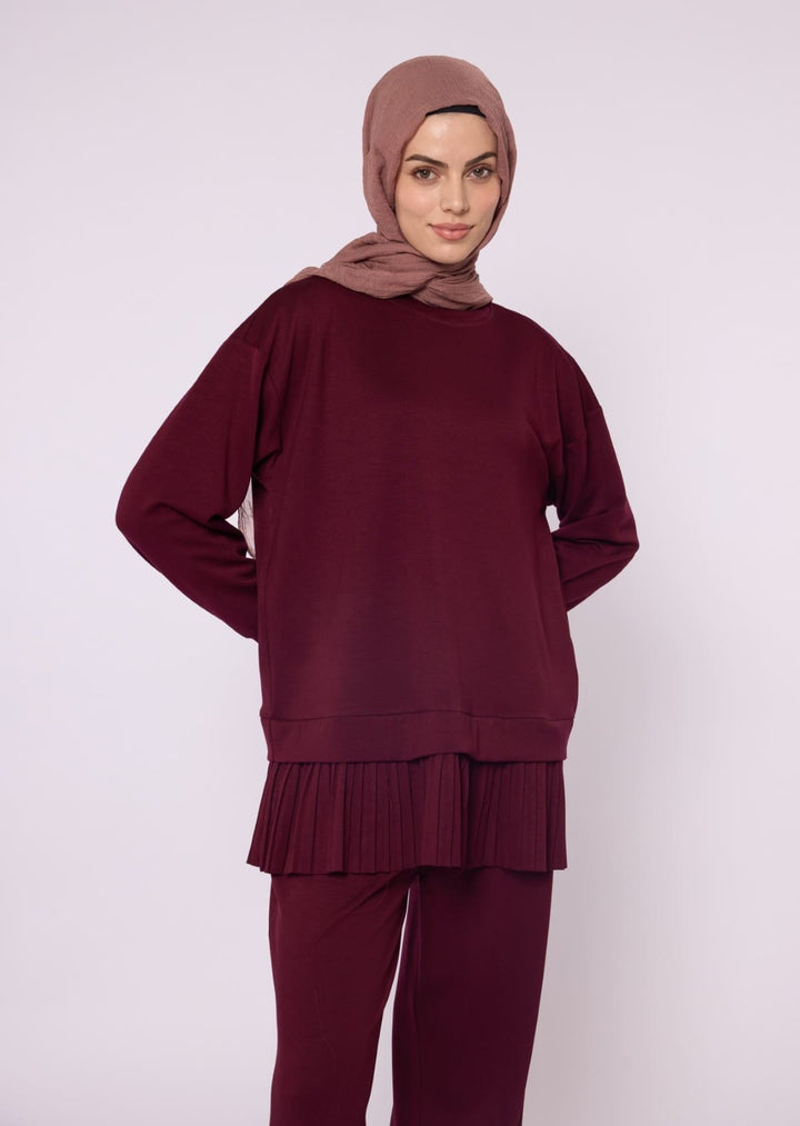 Pilise Detaylı Oversize Düşük Kol Takım