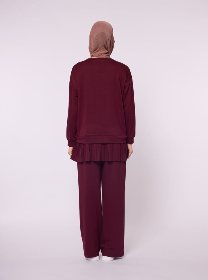 Pilise Detaylı Oversize Düşük Kol Takım