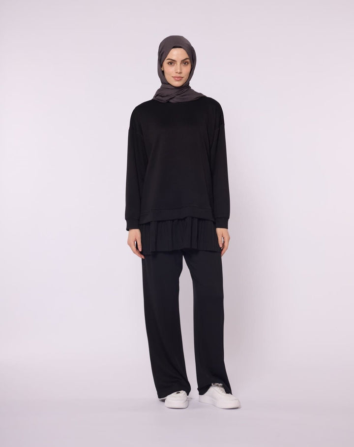 Pilise Detaylı Oversize Düşük Kol Takım