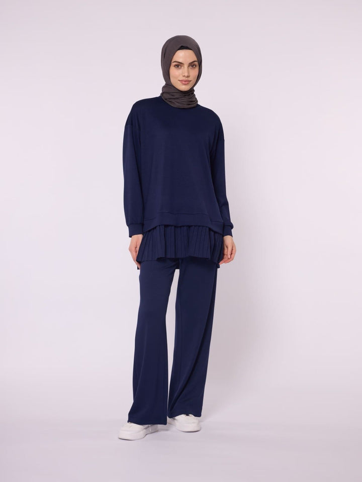 Pilise Detaylı Oversize Düşük Kol Takım