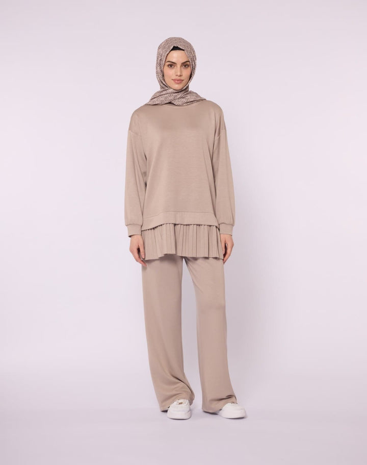 Pilise Detaylı Oversize Düşük Kol Takım