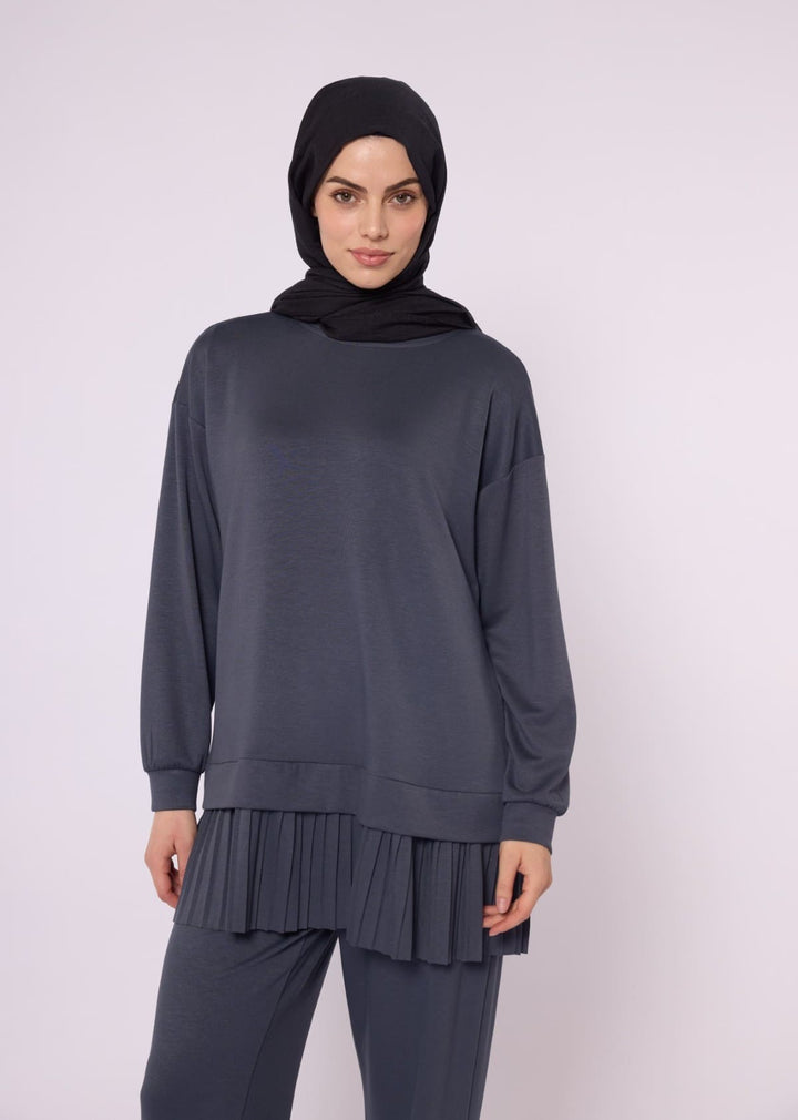 Pilise Detaylı Oversize Düşük Kol Takım