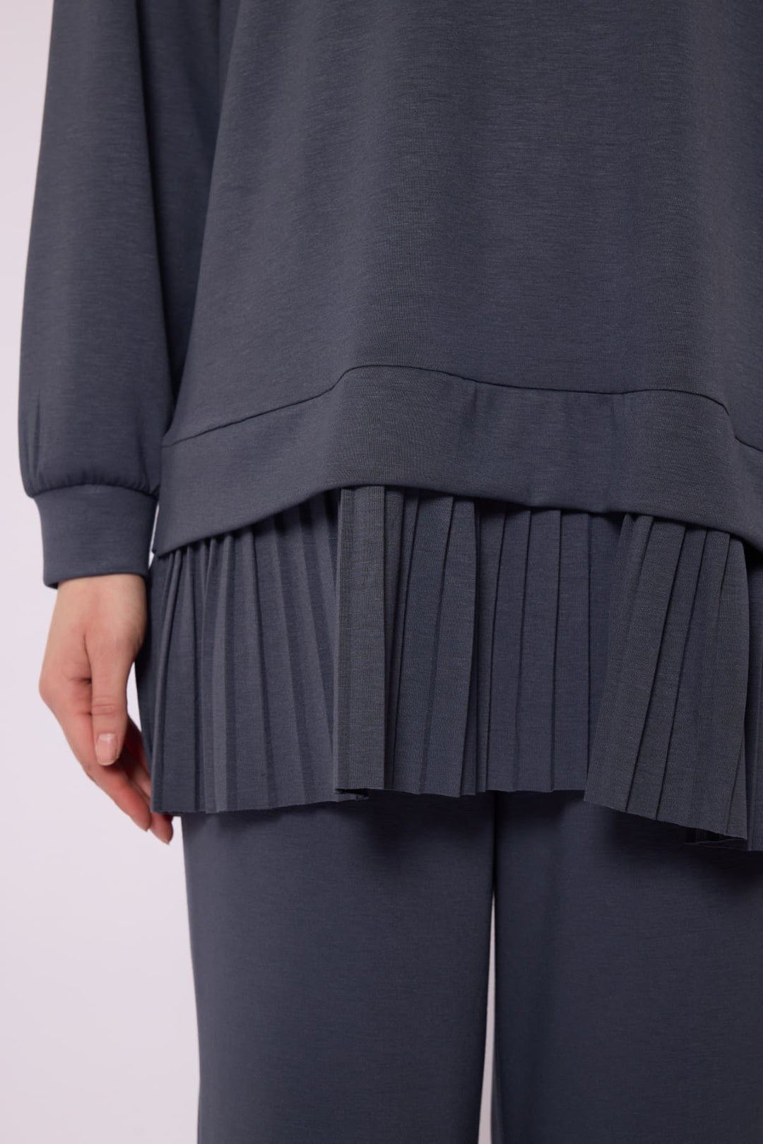 Pilise Detaylı Oversize Düşük Kol Takım