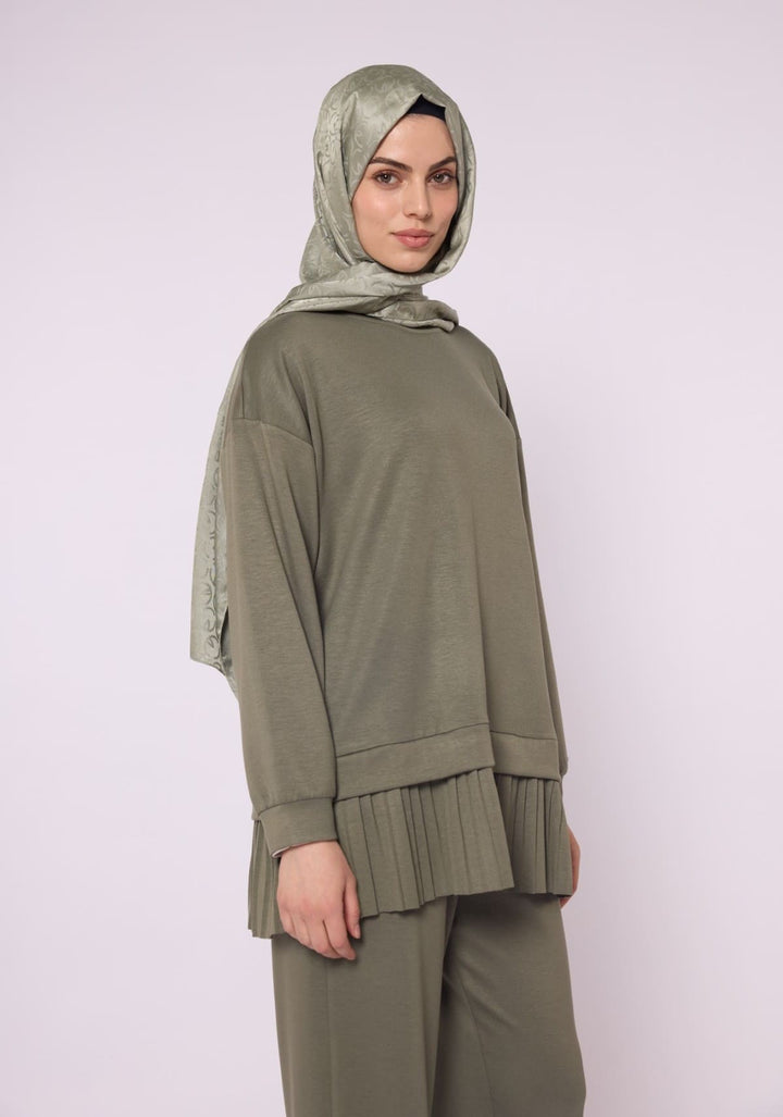 Pilise Detaylı Oversize Düşük Kol Takım