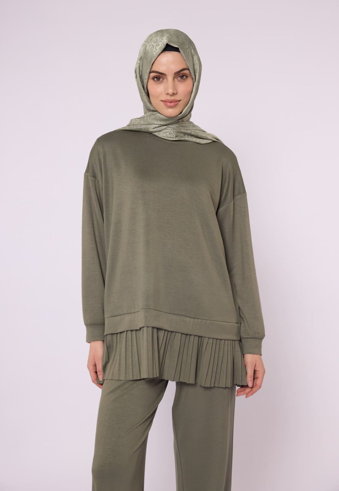 Pilise Detaylı Oversize Düşük Kol Takım